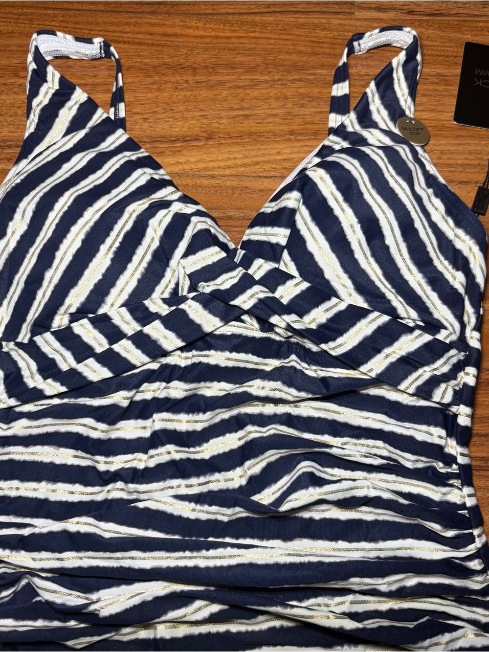 Nip Tuck Swim Blue Stripe One Piece Swimsuit Multiple Sizes NWT - Picture 2 of 8
